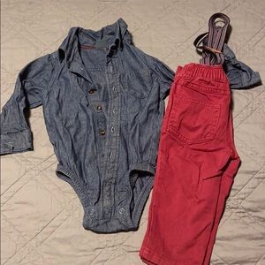 12 month boys dress outfit set with suspenders